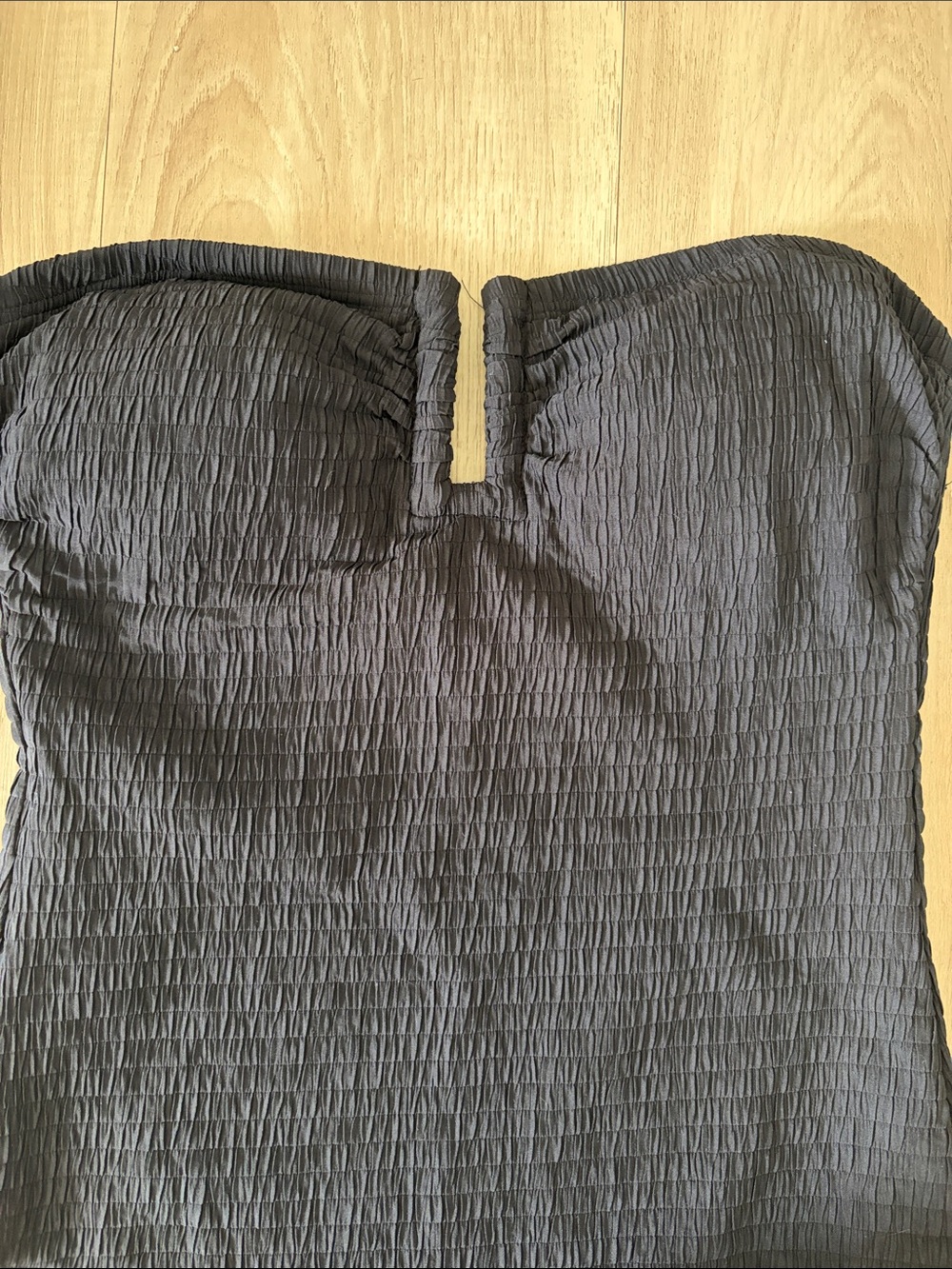 DKNY Black Strapless V-Notch Textured One-Piece Swimsuit - Picture 6 of 6